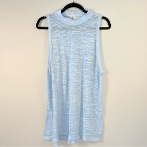 Free People We The Free L Tank Top Lt Blue Burnout High Neck Racerback Loose